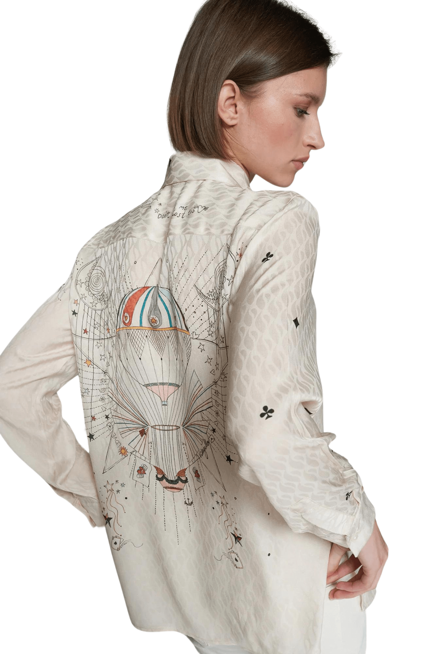 Vilagallo Irina Button Down Shirt Hot Air Balloon Print