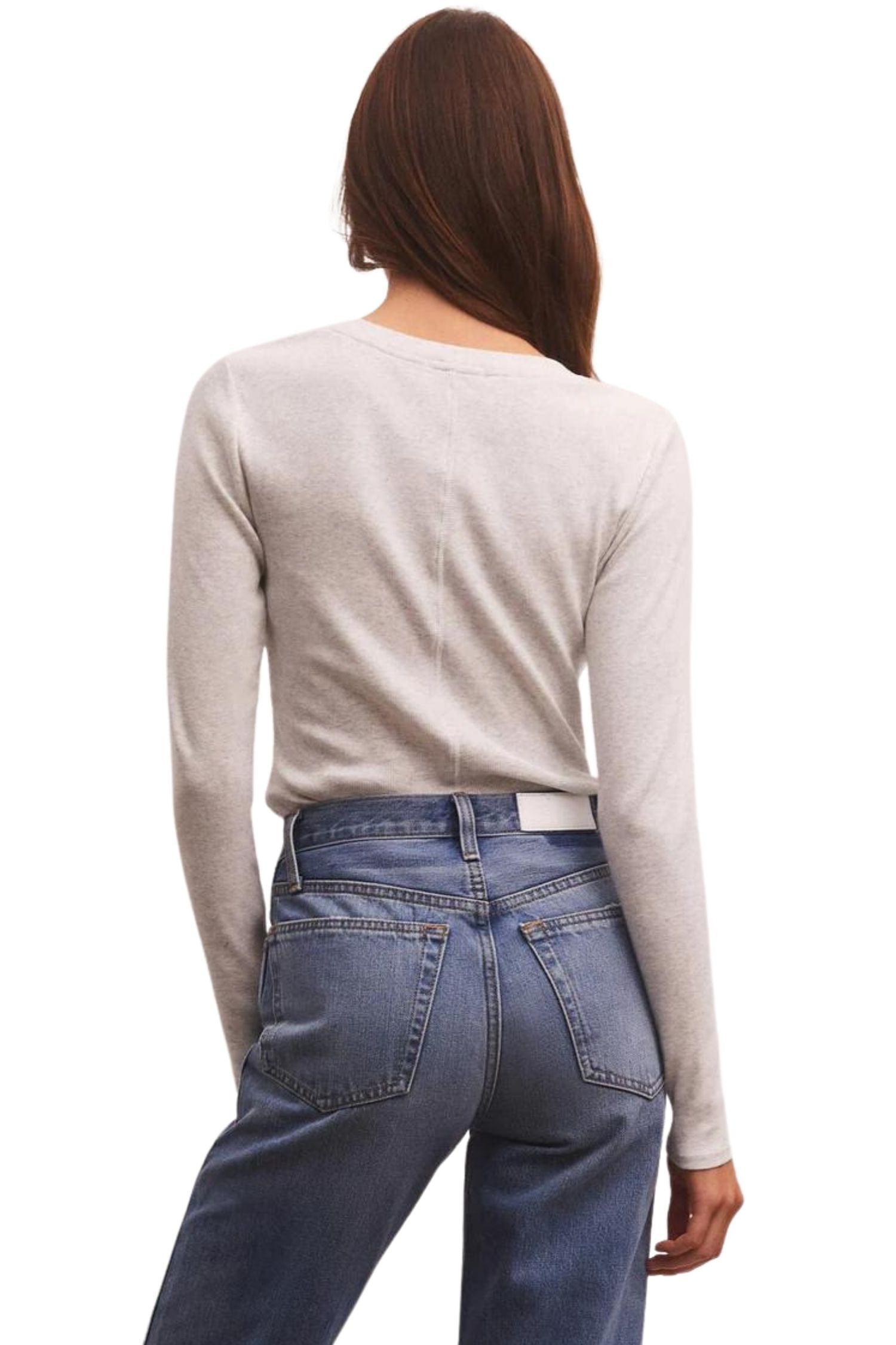 Z Supply Sirena Rib Long Sleeve Tee Light Heather Grey