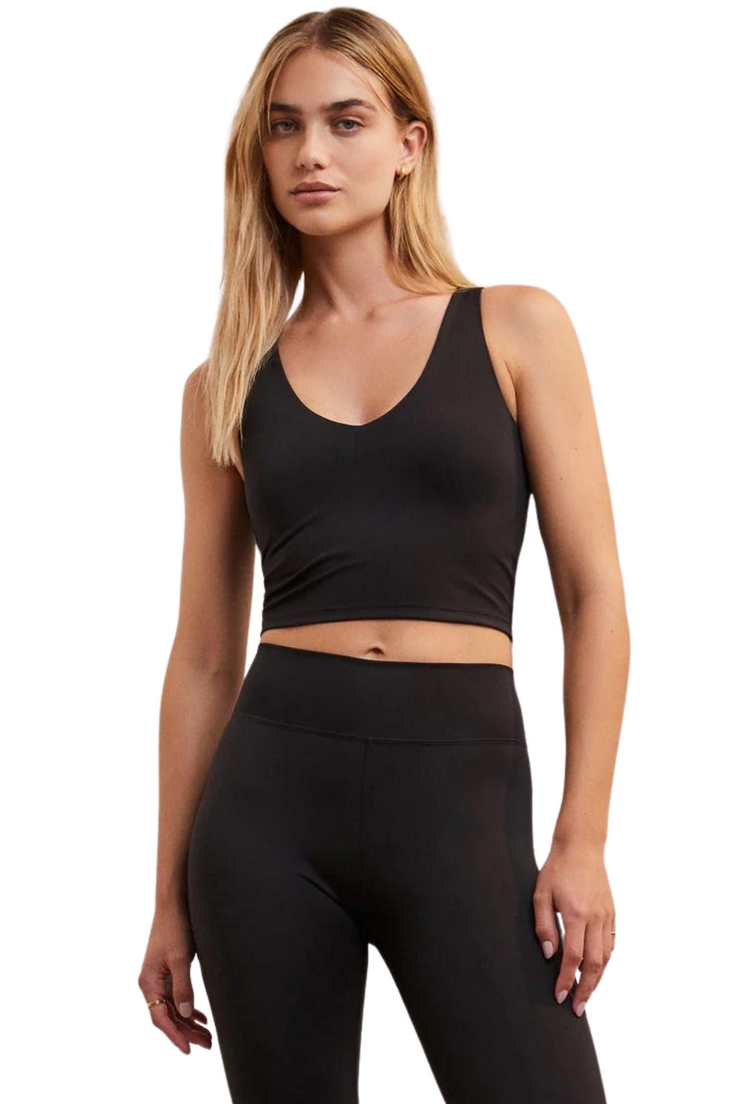 Z Supply V-Neck Longline Tank Black