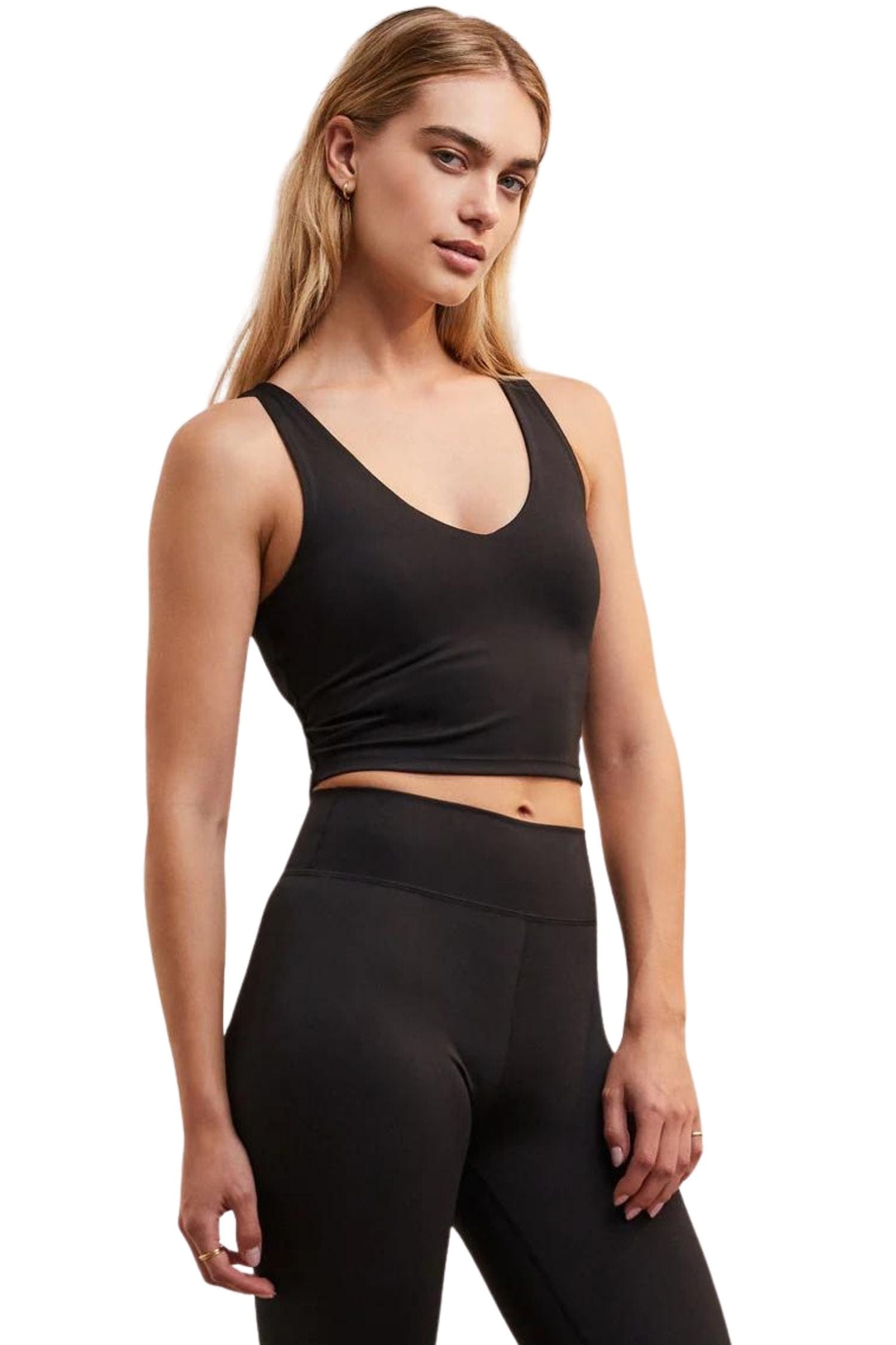 Z Supply V-Neck Longline Tank Black