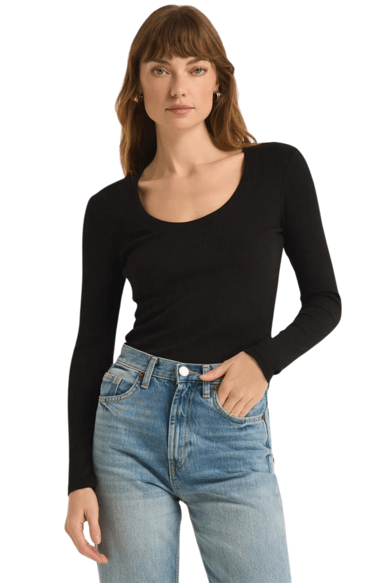 Z Supply Sirena Rib Long Sleeve Tee Black