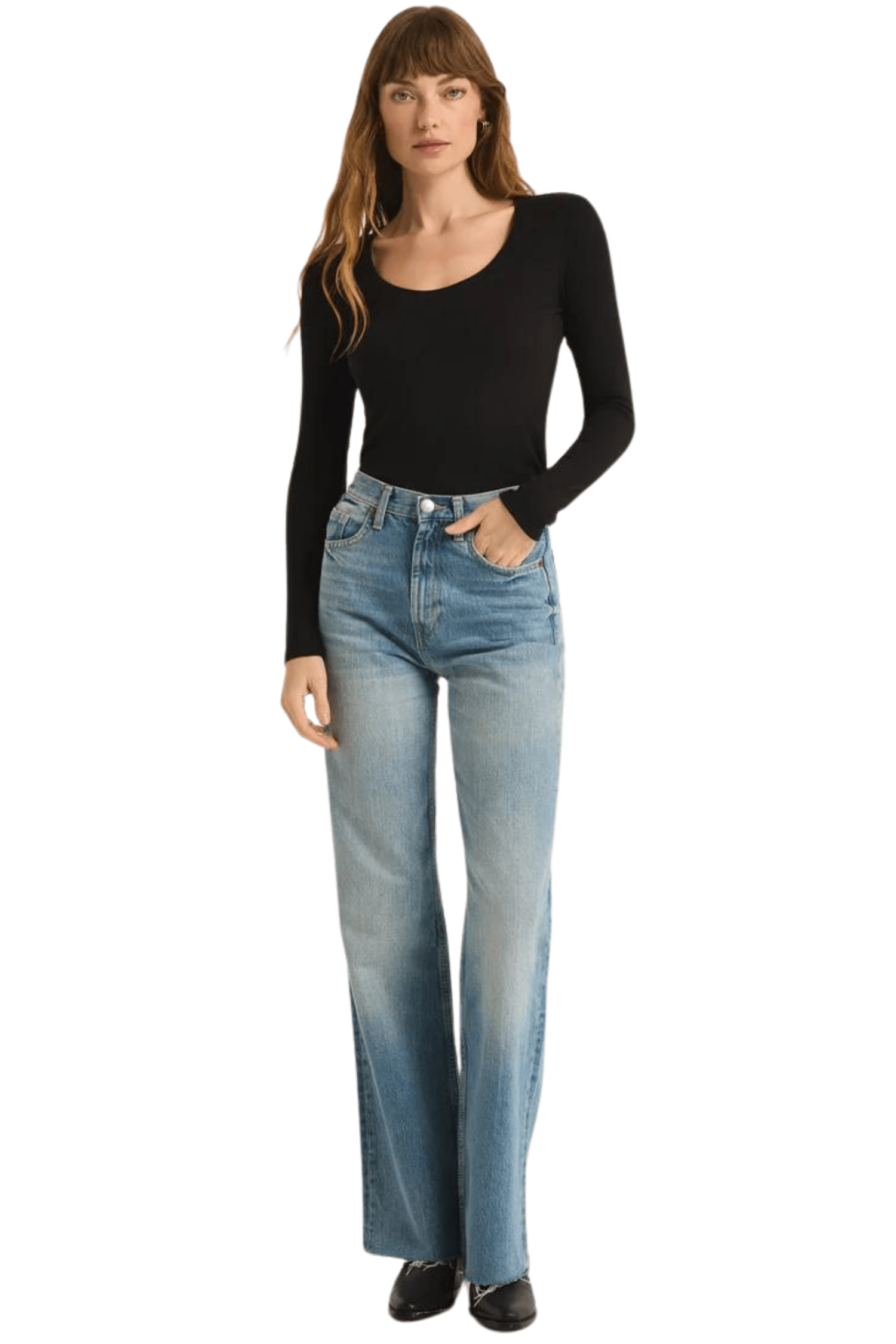 Z Supply Sirena Rib Long Sleeve Tee Black