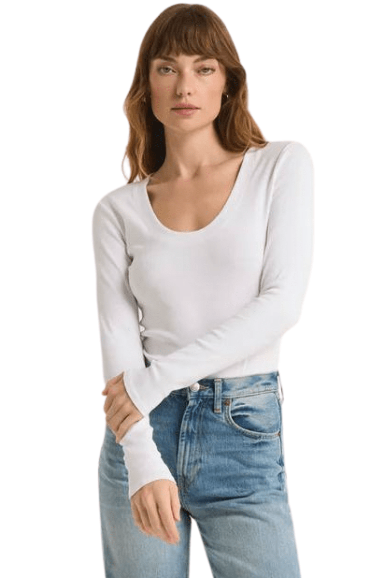 Z Supply Sirena Rib Long Sleeve Tee White