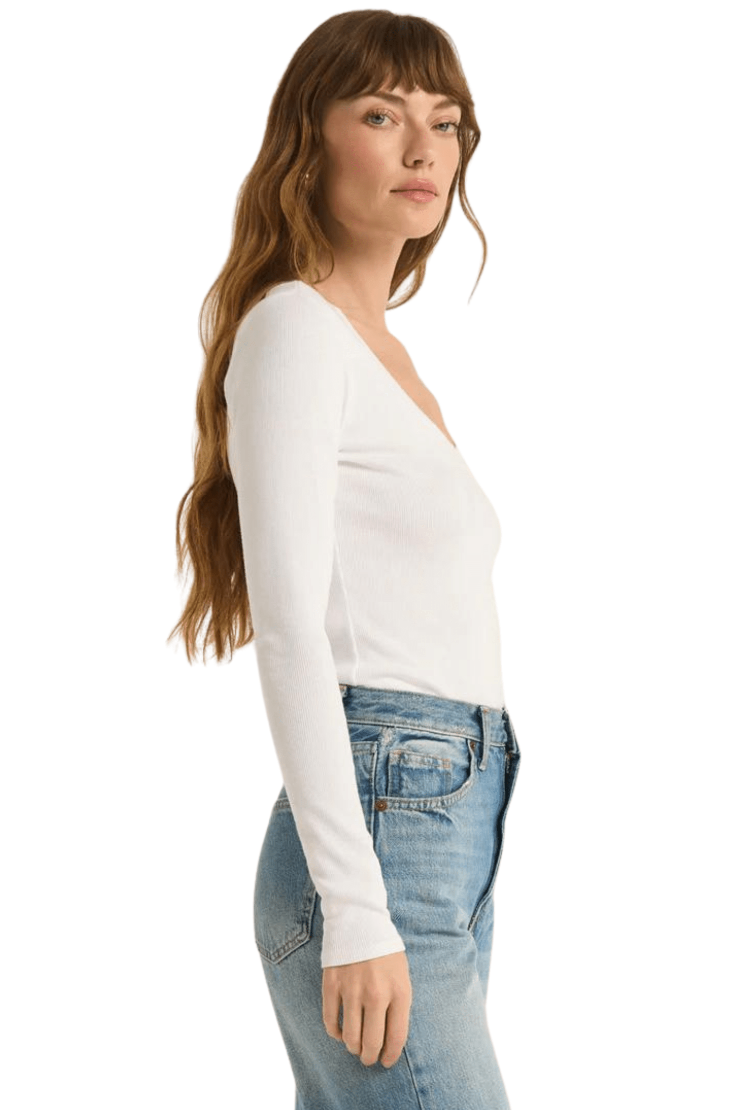 Z Supply Sirena Rib Long Sleeve Tee White