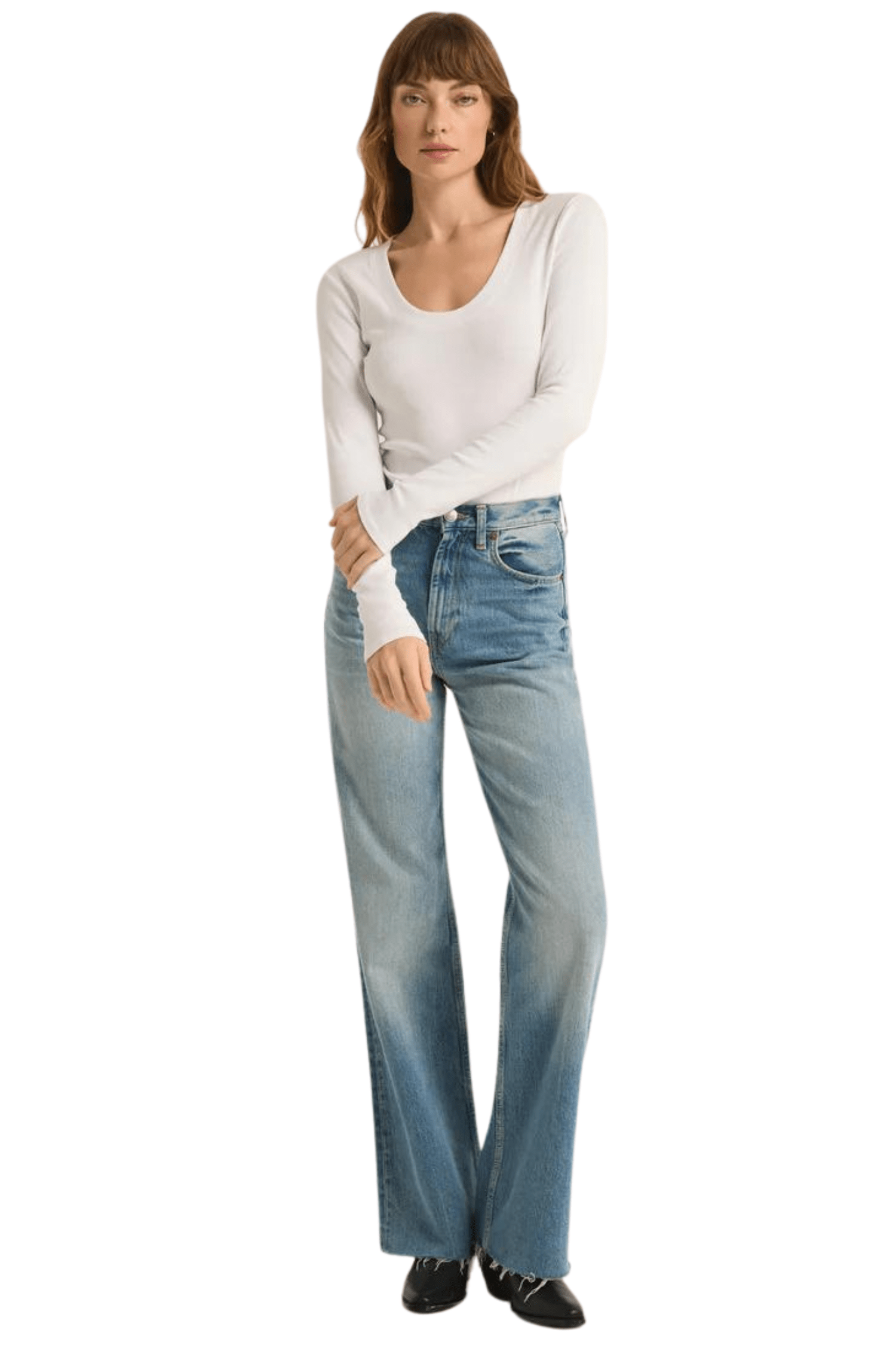 Z Supply Sirena Rib Long Sleeve Tee White