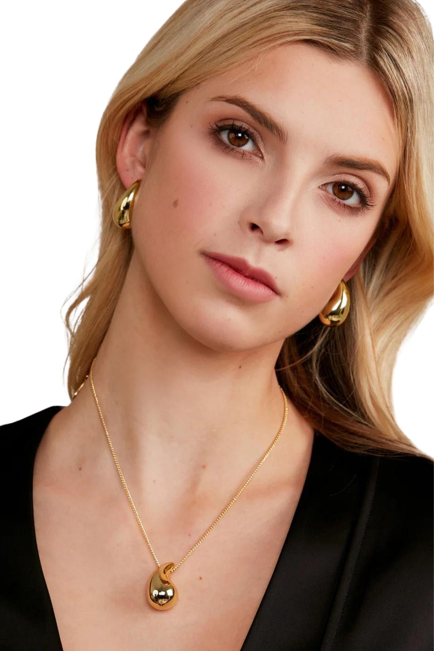 Zenzii Chunky Metal Crescent Drop Earring Gold