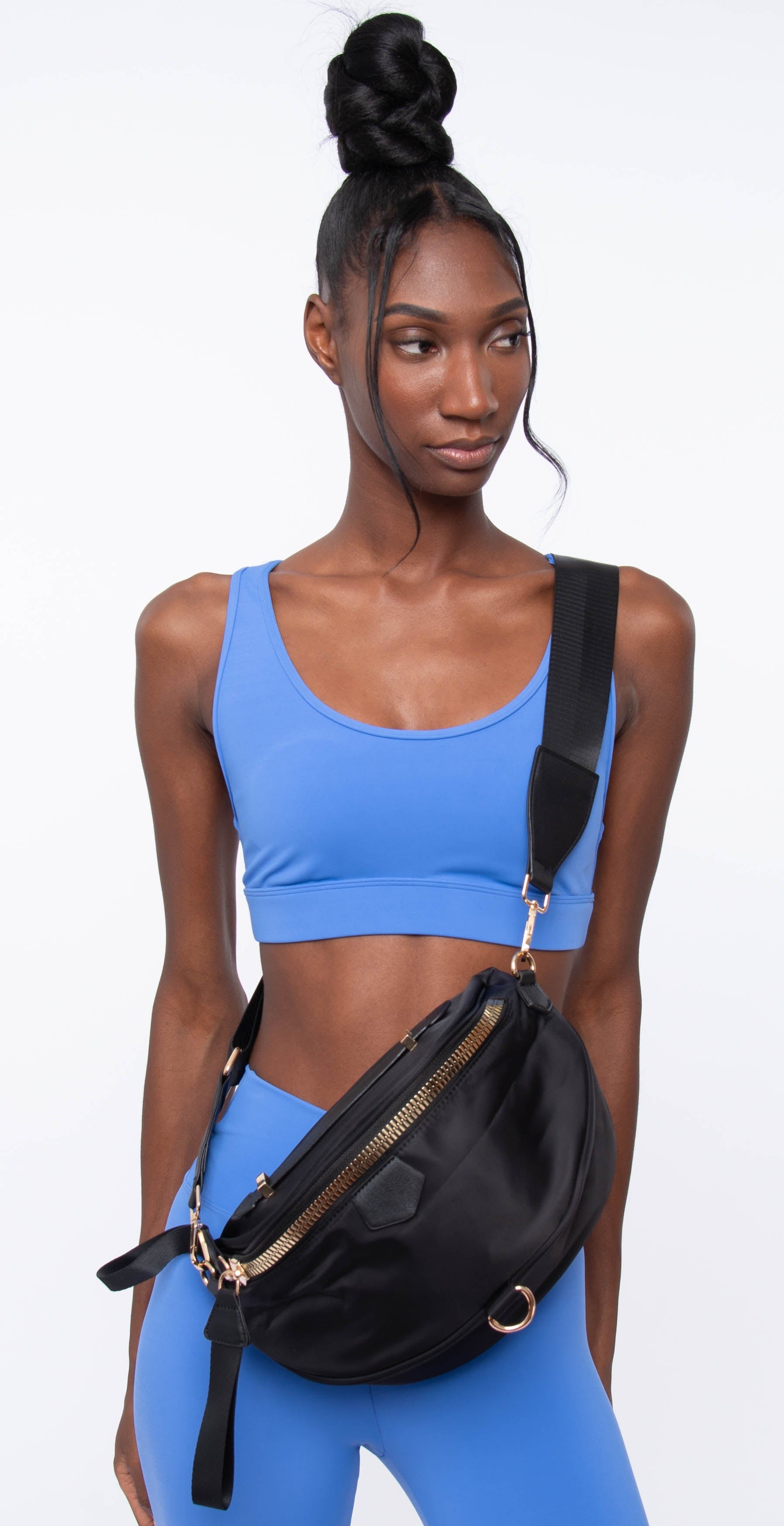 BC Handbags Large Nylon Fanny Pack Black