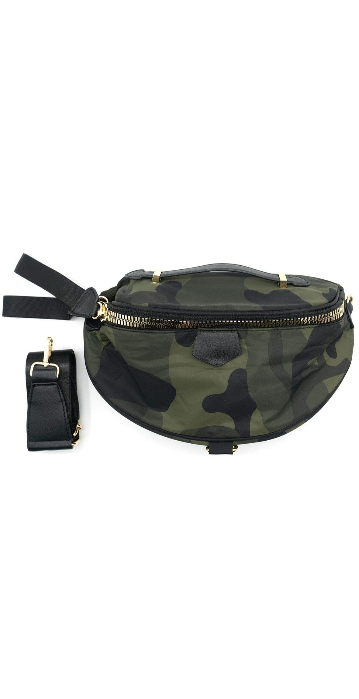 BC Handbags Large Nylon Fanny Pack Grreen Camo