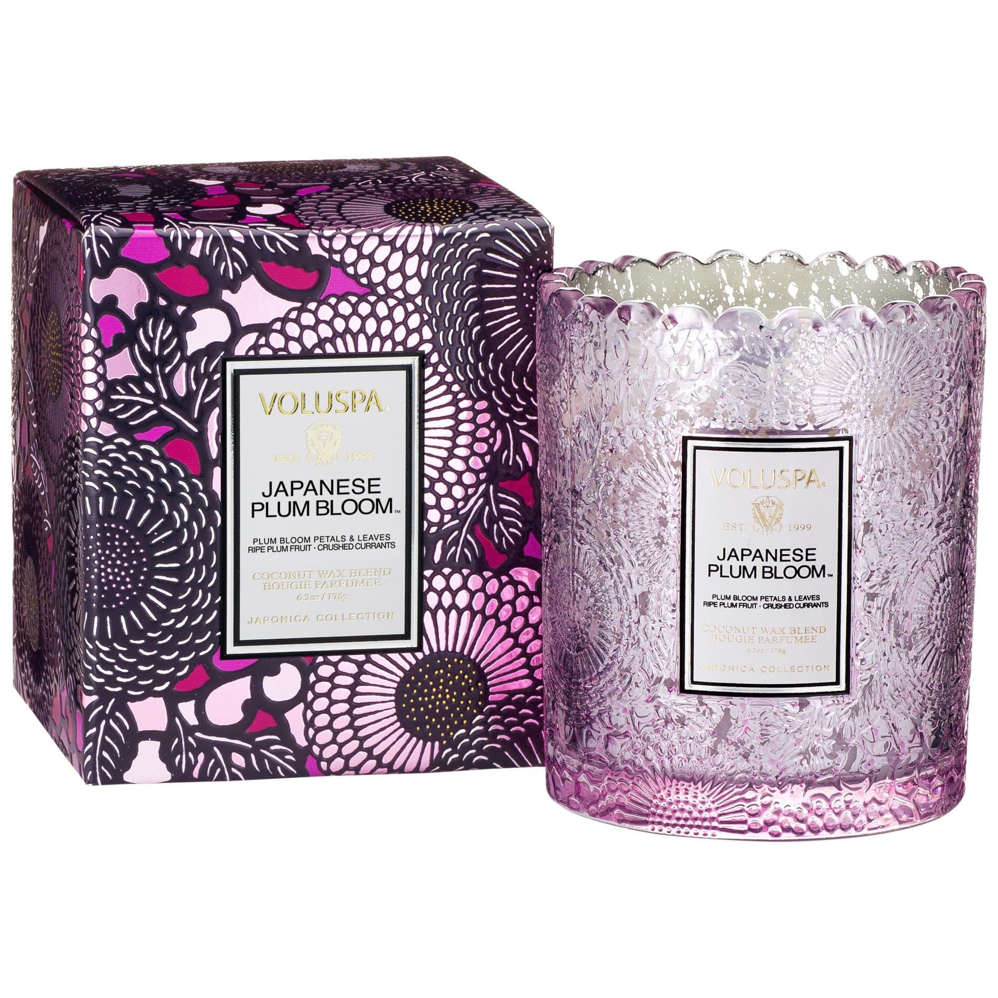 Voluspa Japanese Plum Bloom Scalloped Candle