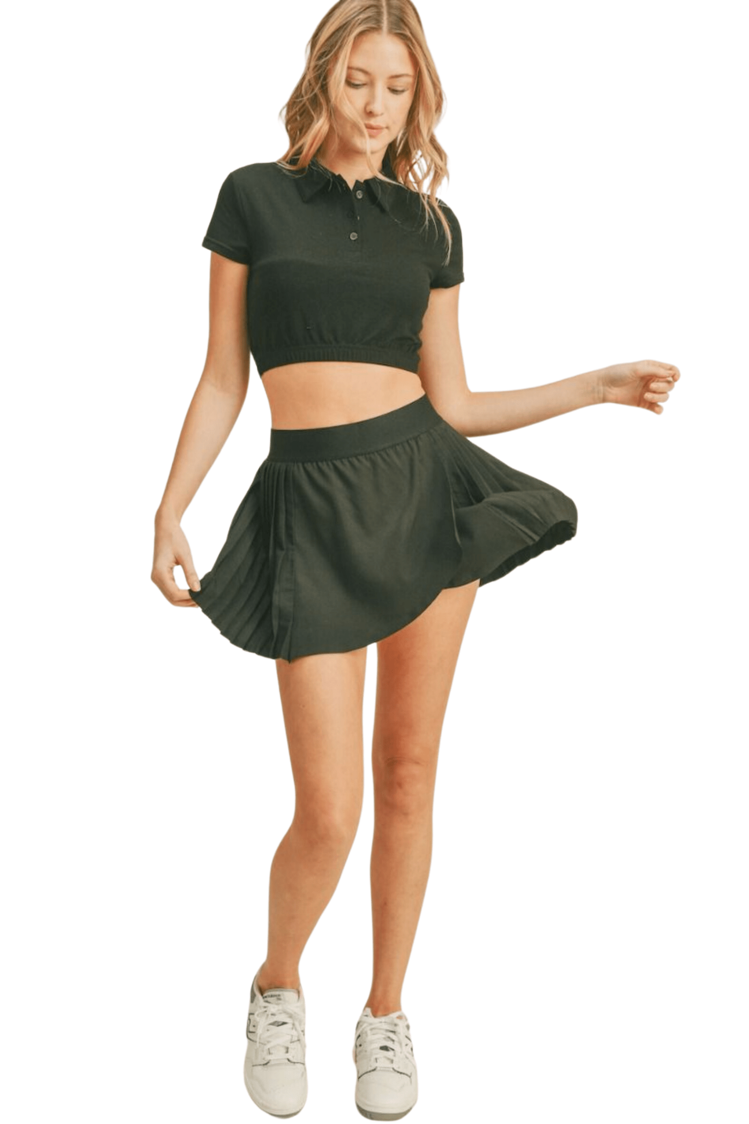 Kimberly C Wrap-Style Tennis Skirt Black