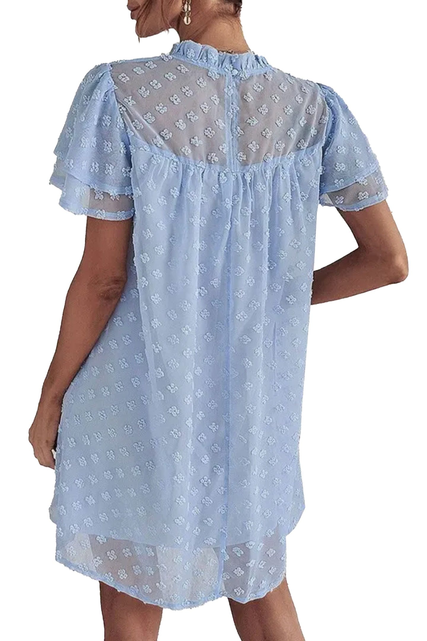 Lily Clothing Summer Sexy Straight Jacquard Dress Blue