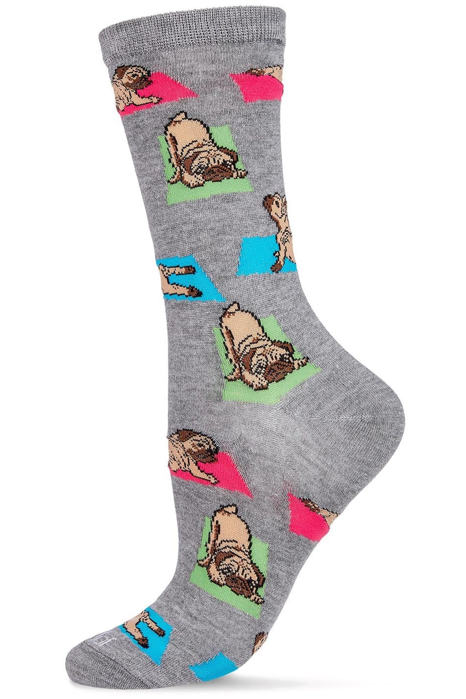 MeMoi Bamboo Blend Crew Socks Downward Dog Med Gray Heather