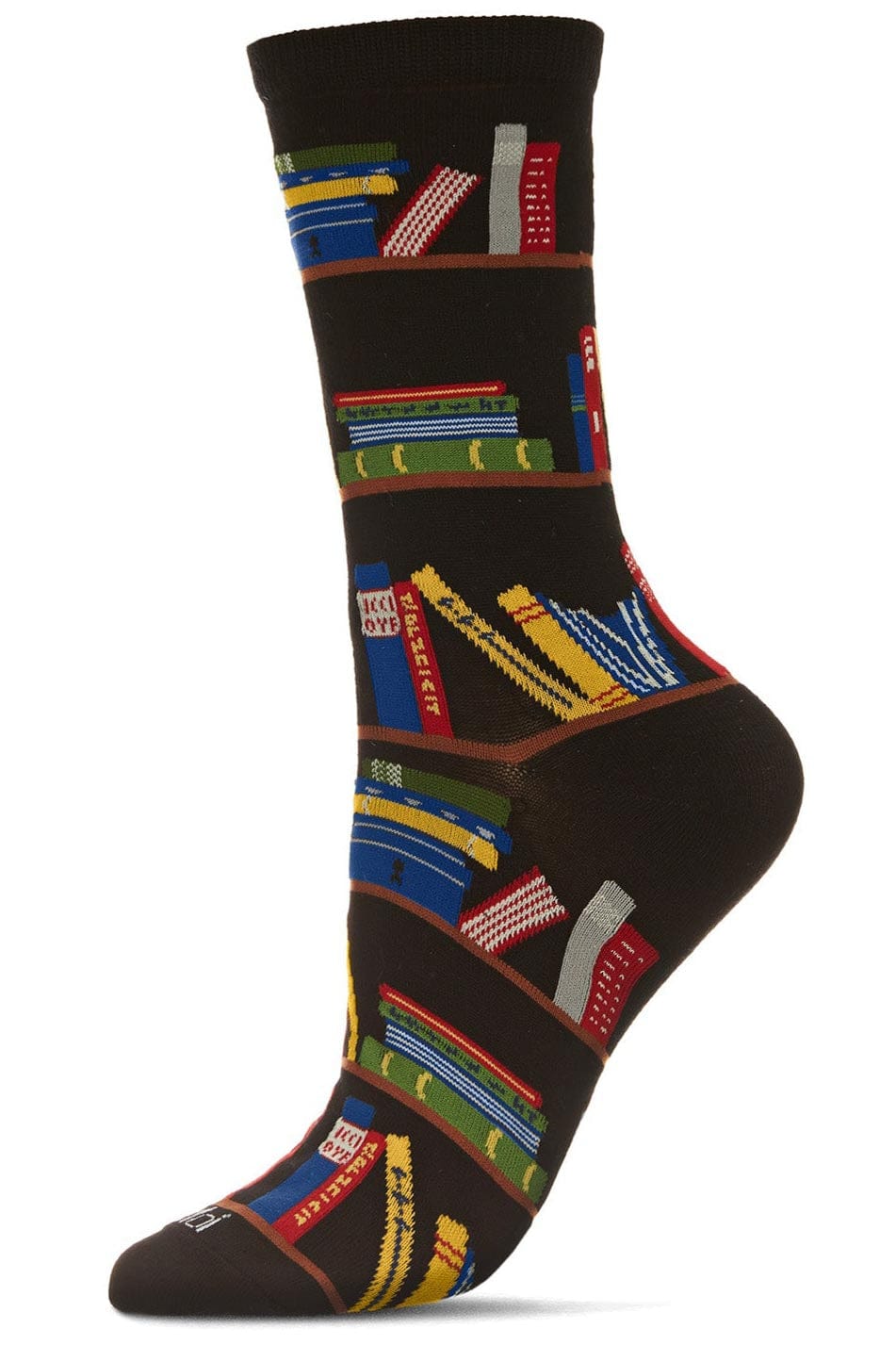 MeMoi Bamboo Blend Crew Socks Bookshelf Black