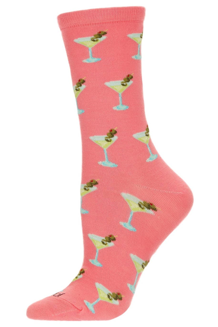 MeMoi Bamboo Blend Crew Socks Shaken Not Stirred Confetti Pink