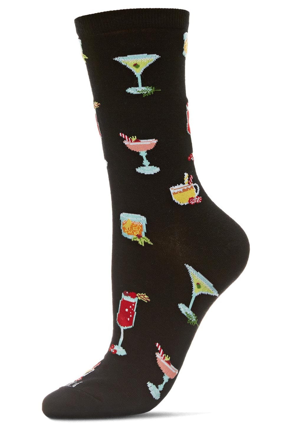 MeMoi Bamboo Blend Crew Socks Totally Tipsy Black