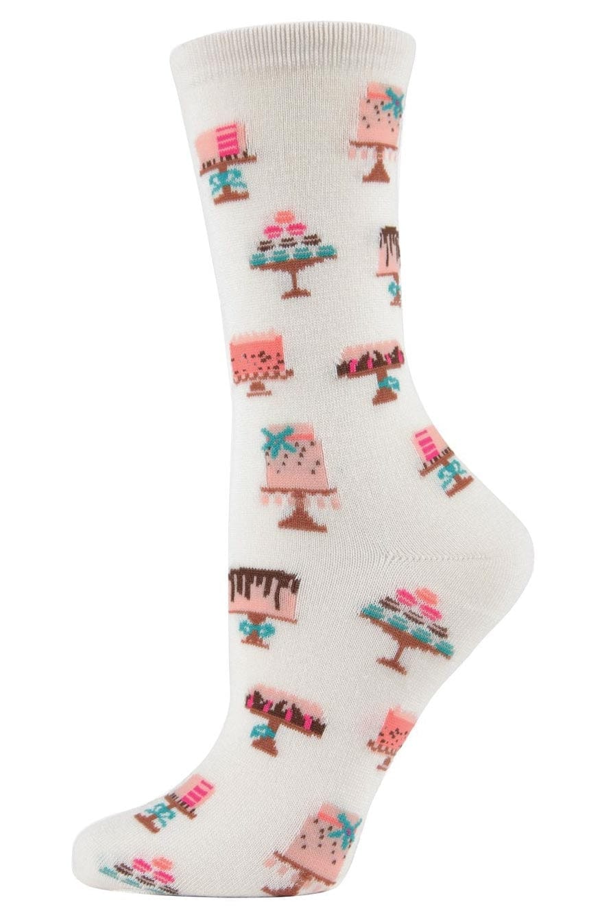 MeMoi Bamboo Blend Crew Socks Sweet Treats Ivory