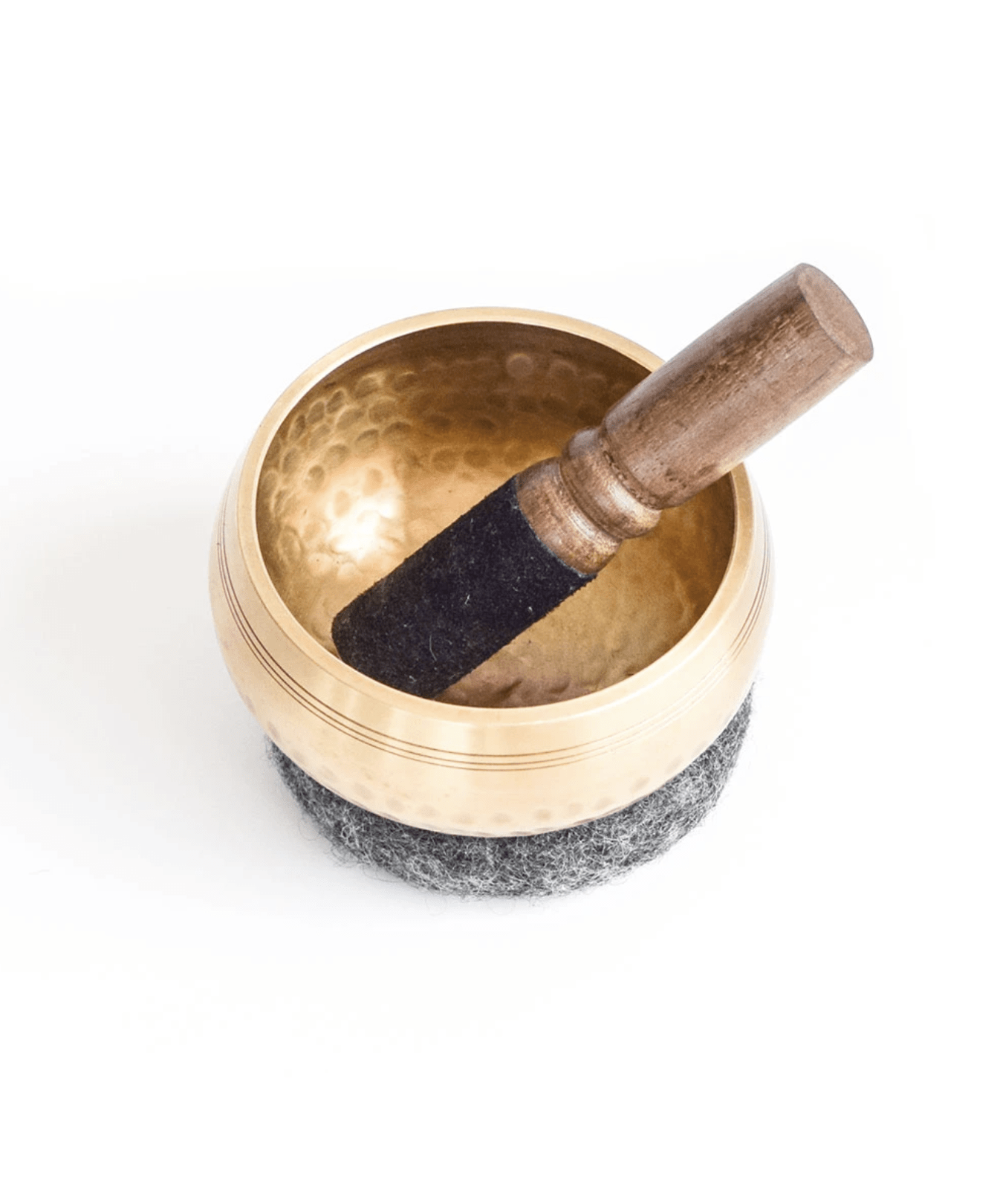 Halfmoon 4" Hand-Hammered Brass Singing Bowl Set