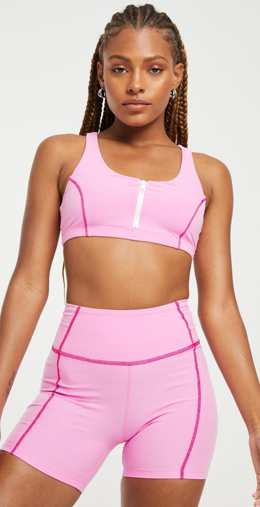 Year of Ours YOS x Lindsey Zip Front Bra Pink