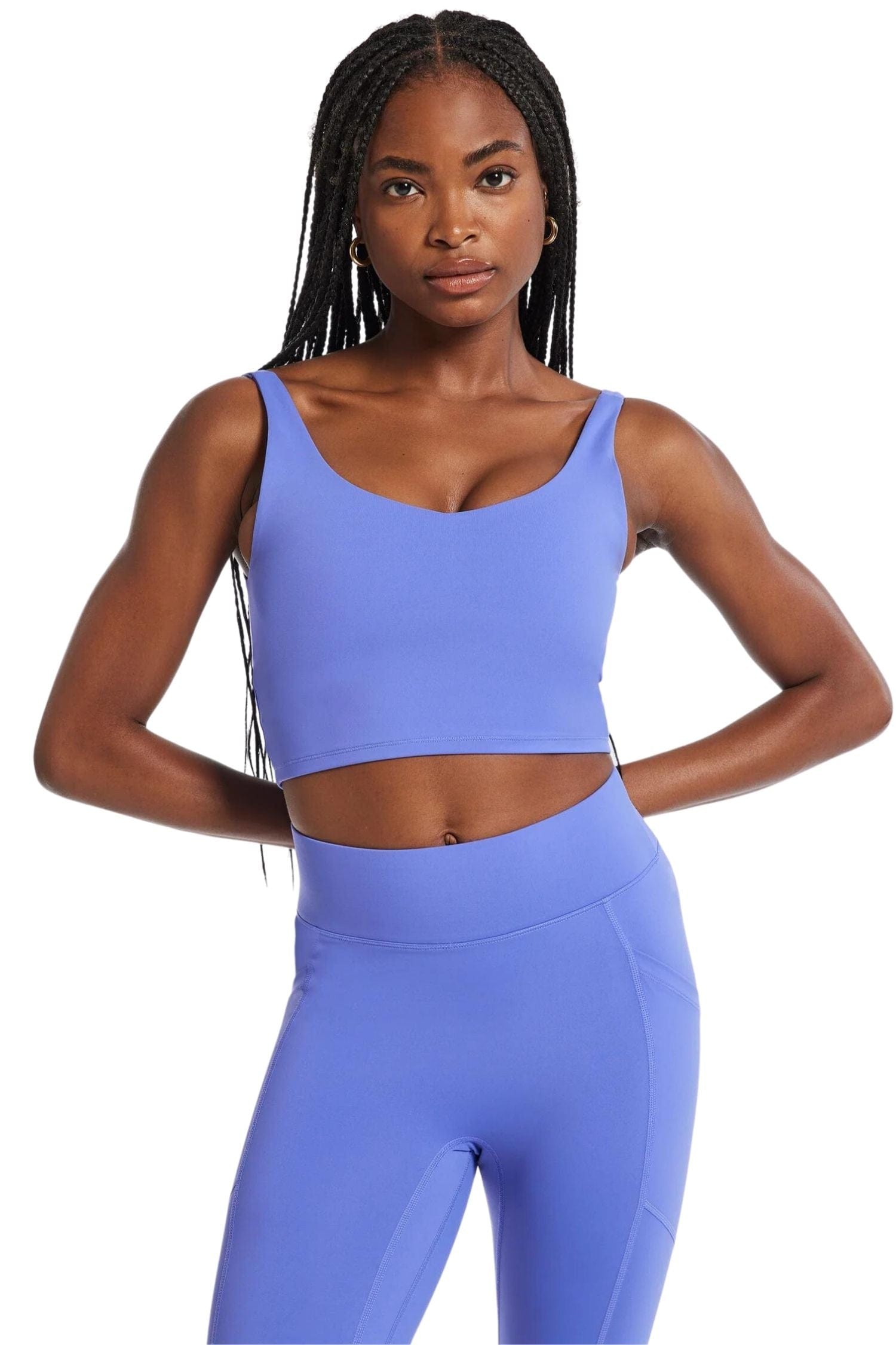 All Access By Bandier V-Neck Tempo Crop Bra Baja Blue
