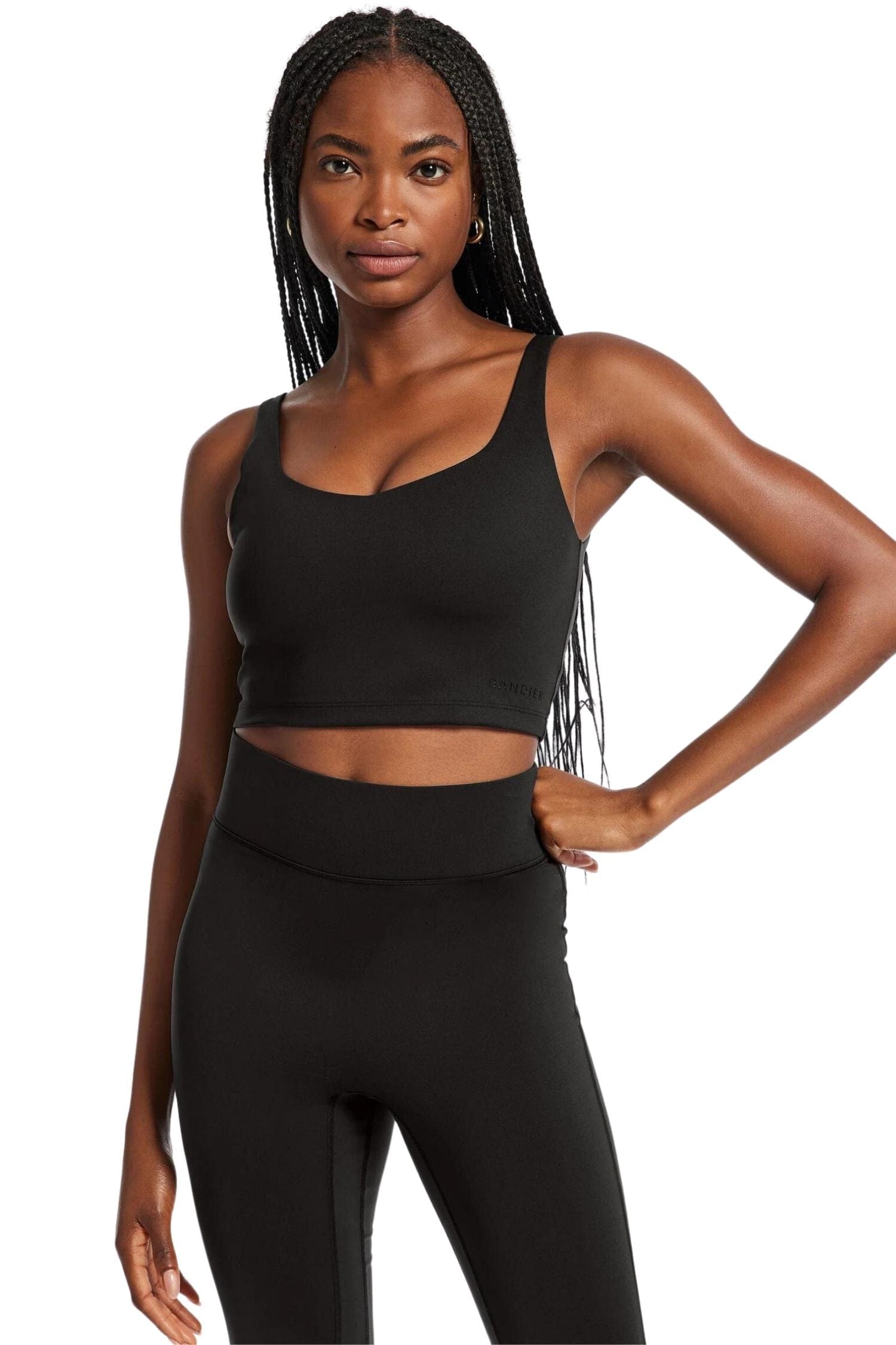 All Access By Bandier V-Neck Tempo Crop Bra Black