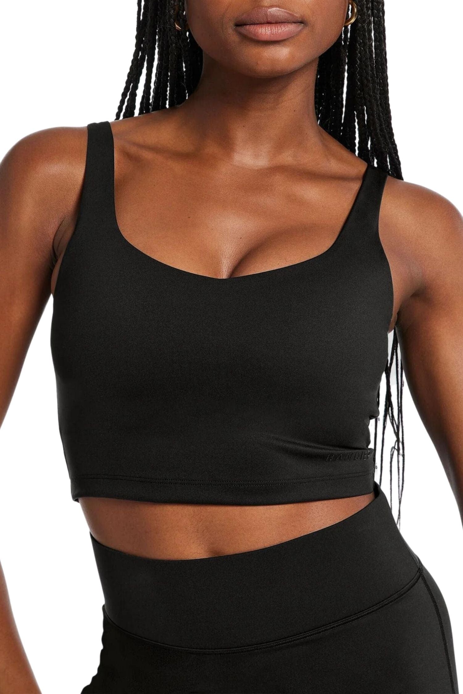 All Access By Bandier V-Neck Tempo Crop Bra Black