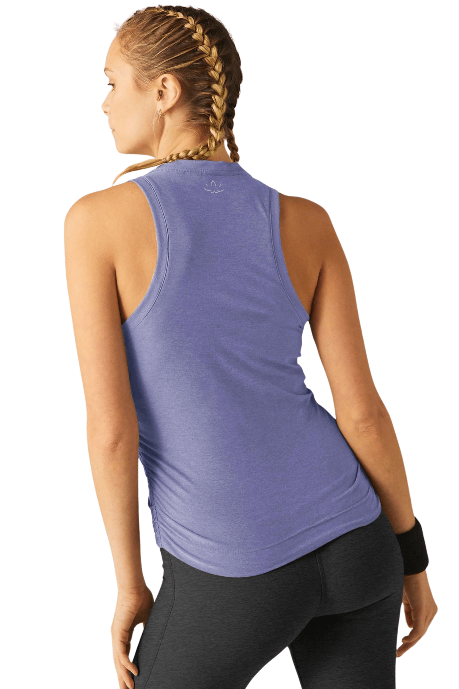 Beyond Yoga Featherweight Your Fit Shirred Tank Periwinkle Cloud Heather