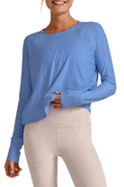 Beyond Yoga Featherweight Daydreamer Pullover Flower Blue Heather