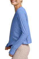 Beyond Yoga Featherweight Daydreamer Pullover Flower Blue Heather
