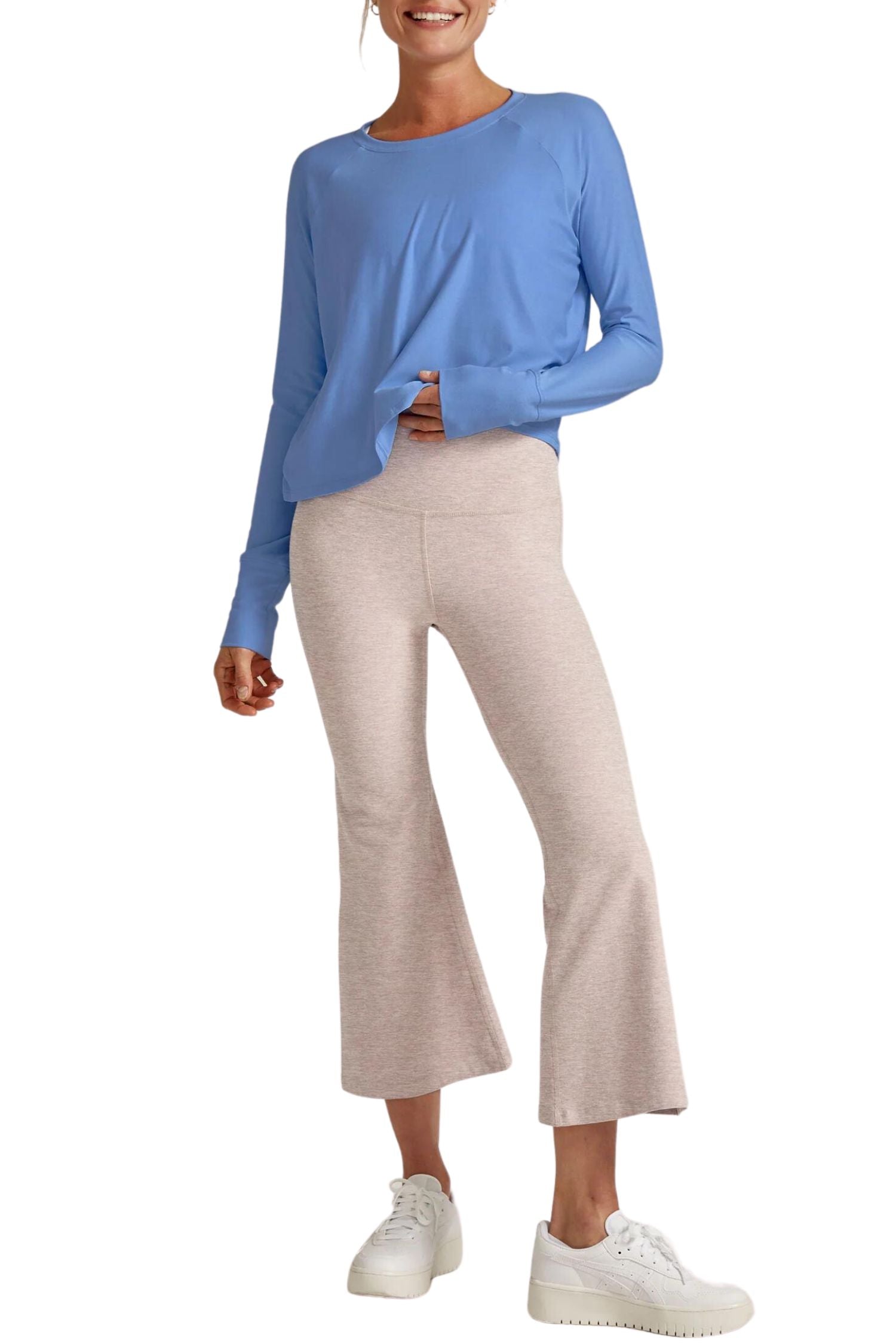 Beyond Yoga Featherweight Daydreamer Pullover Flower Blue Heather