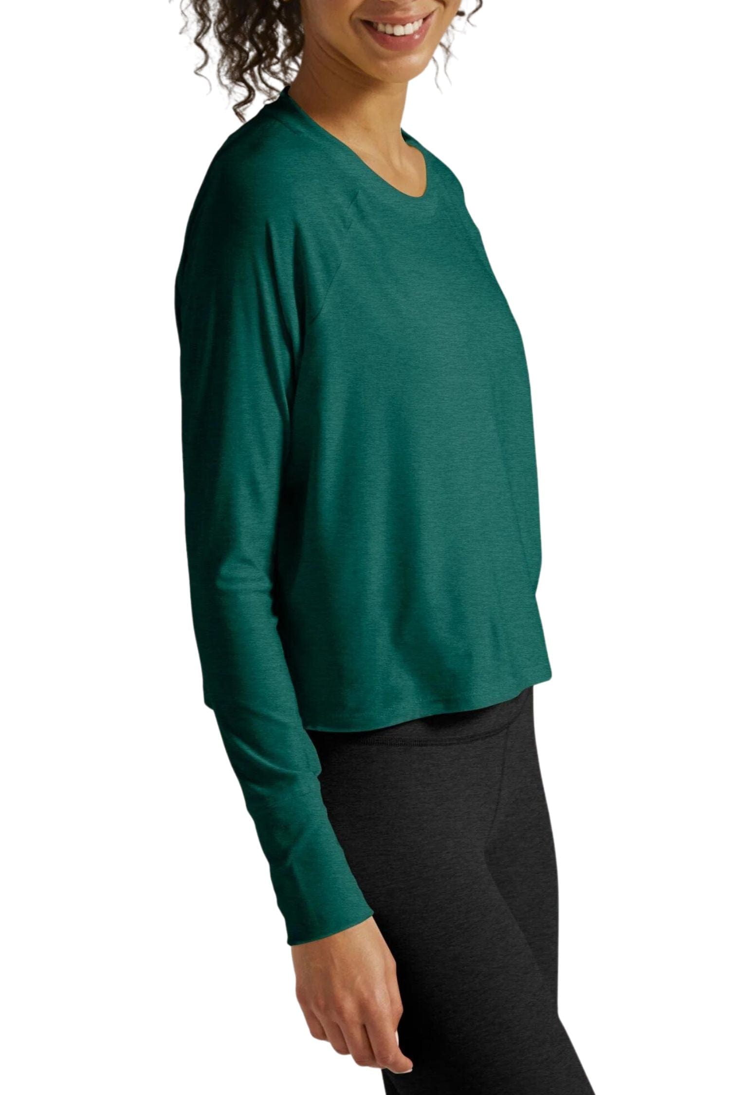 Beyond Yoga Featherweight Daydreamer Pullover Lunar Teal Heather