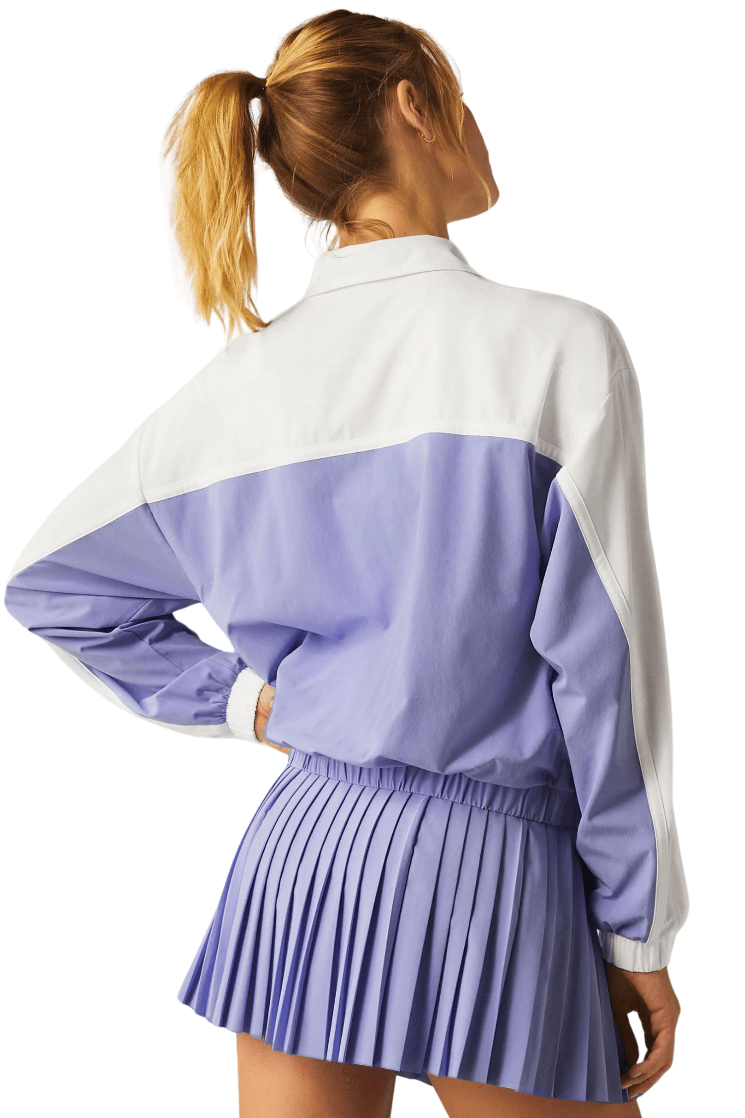 Beyond Yoga Colorblock Go Retro Jacket Periwinkle Cloud Heather/True White