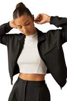 Beyond Yoga Status Pocket Sleeve Cropped Jacket Black