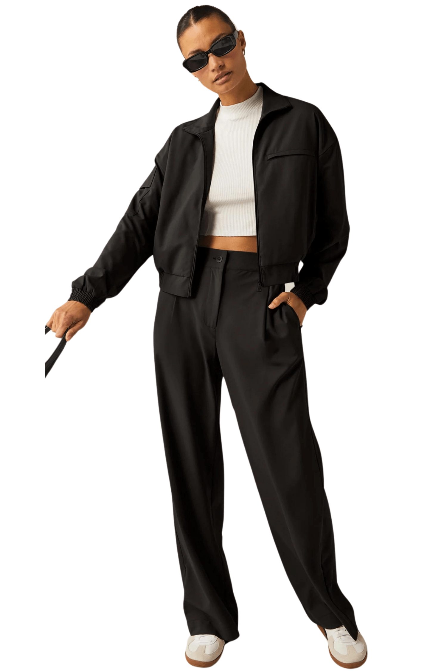 Beyond Yoga Status Pocket Sleeve Cropped Jacket Black