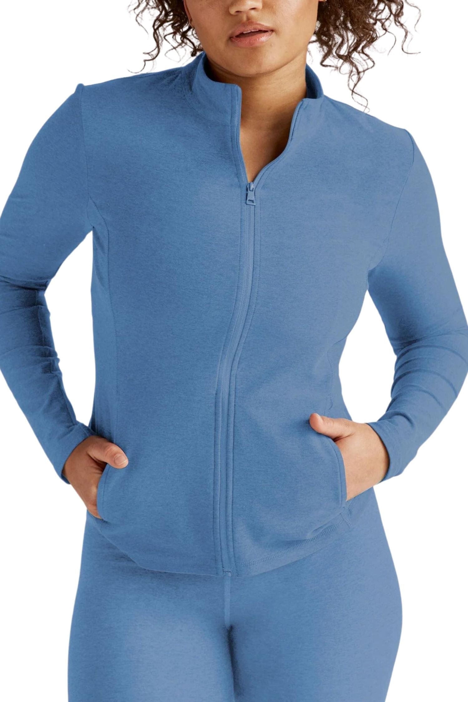 Beyond Yoga Spacedye On The Go Mock Neck Jacket Sky Blue Heather