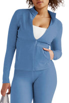Beyond Yoga Spacedye On The Go Mock Neck Jacket Sky Blue Heather