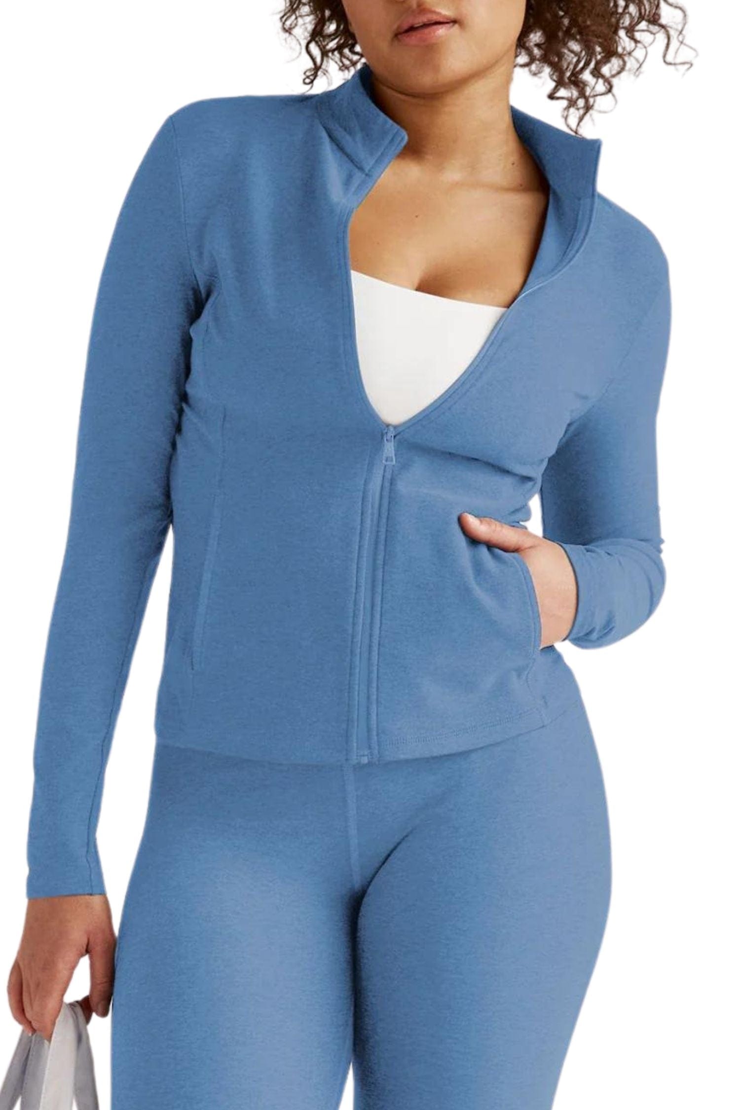Beyond Yoga Spacedye On The Go Mock Neck Jacket Sky Blue Heather
