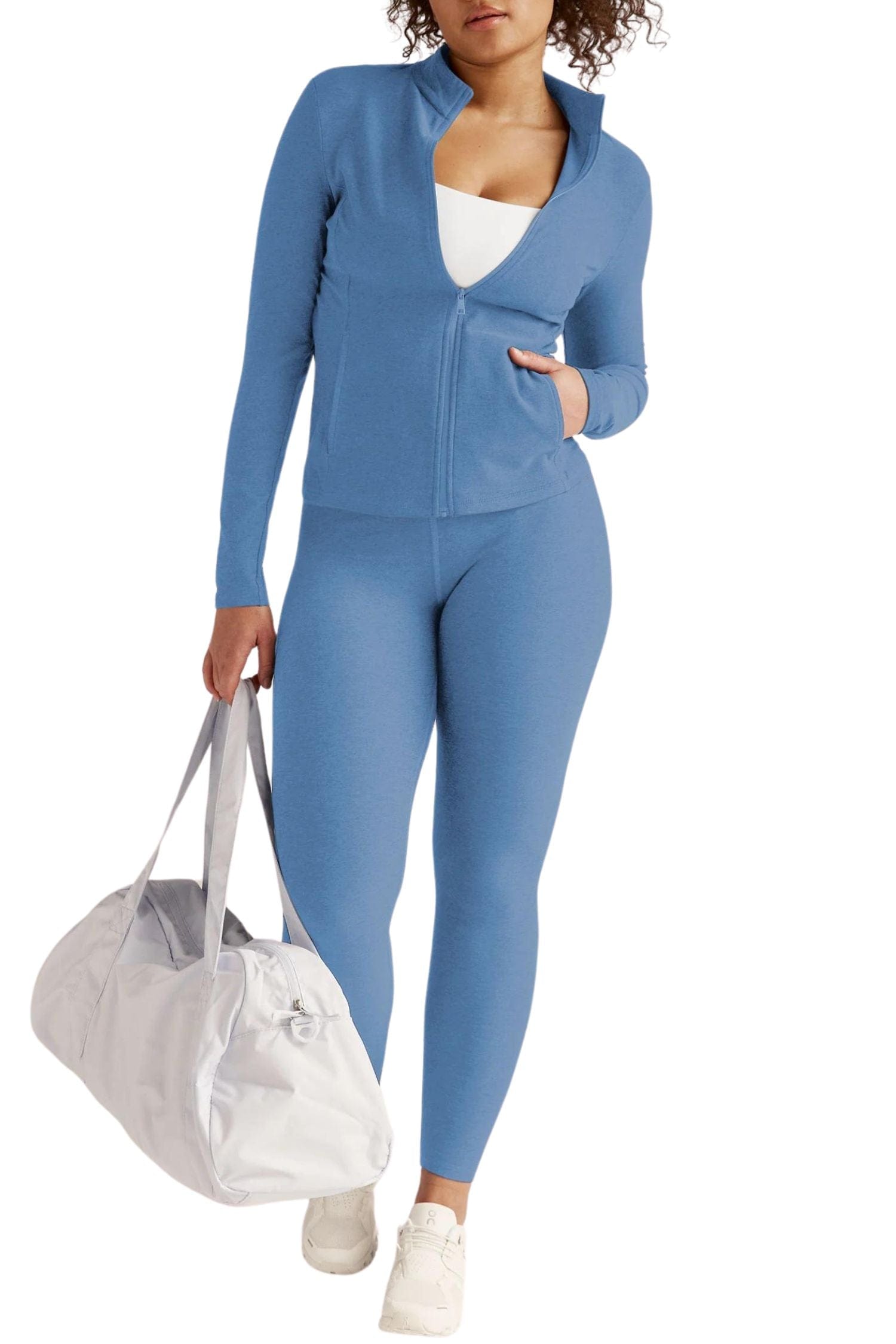 Beyond Yoga Spacedye On The Go Mock Neck Jacket Sky Blue Heather