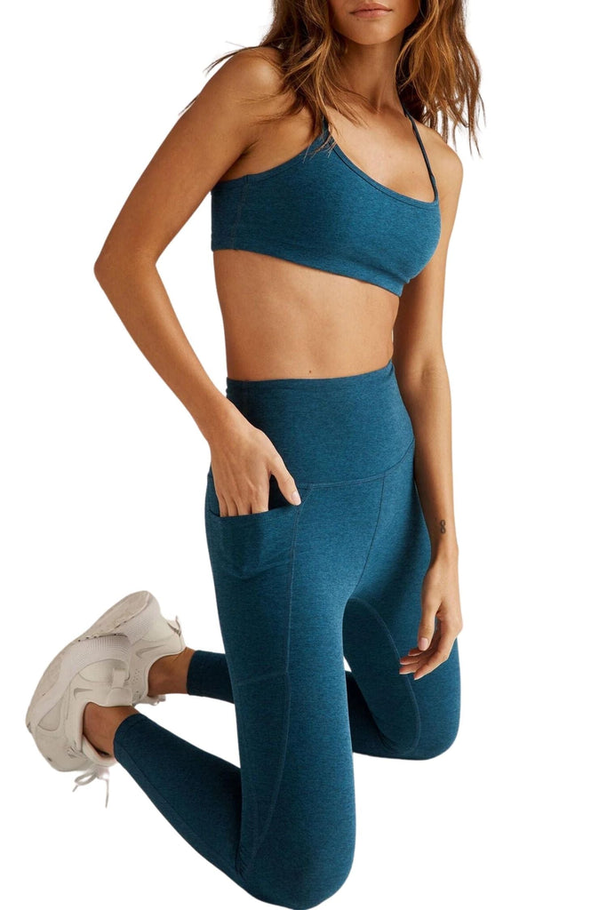 Beyond Yoga Out of Pocket High Waisted Midi Legging Blue Gem Heather
