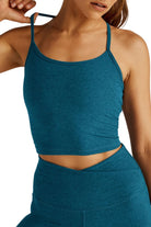 Beyond Yoga Space Dye Slim Racerback Cropped Tank Blue Gem Heather