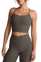 Beyond Yoga Space Dye Slim Racerback Cropped Tank True Gray Heather