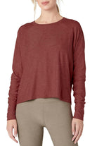 Beyond Yoga Featherweight Daydreamer Pullover Grape Rose Heather