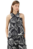 Compania Fantastica Strawberry Print Halter Top Black