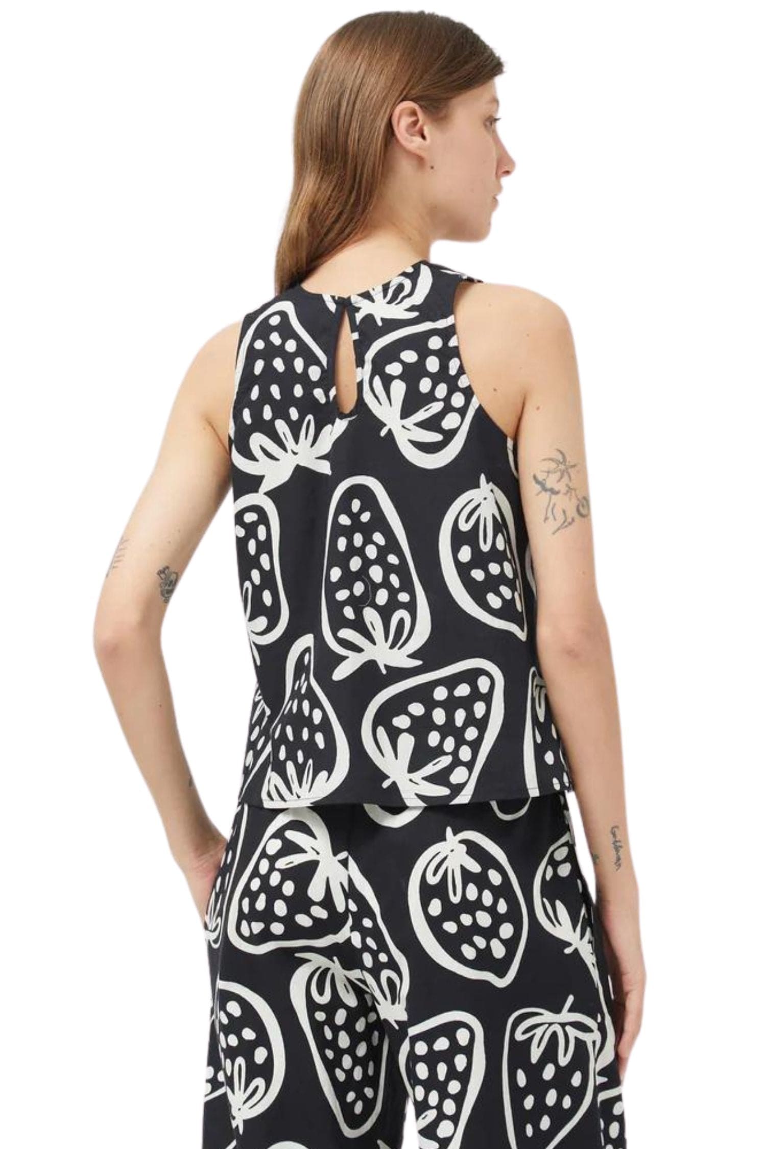 Compania Fantastica Strawberry Print Halter Top Black
