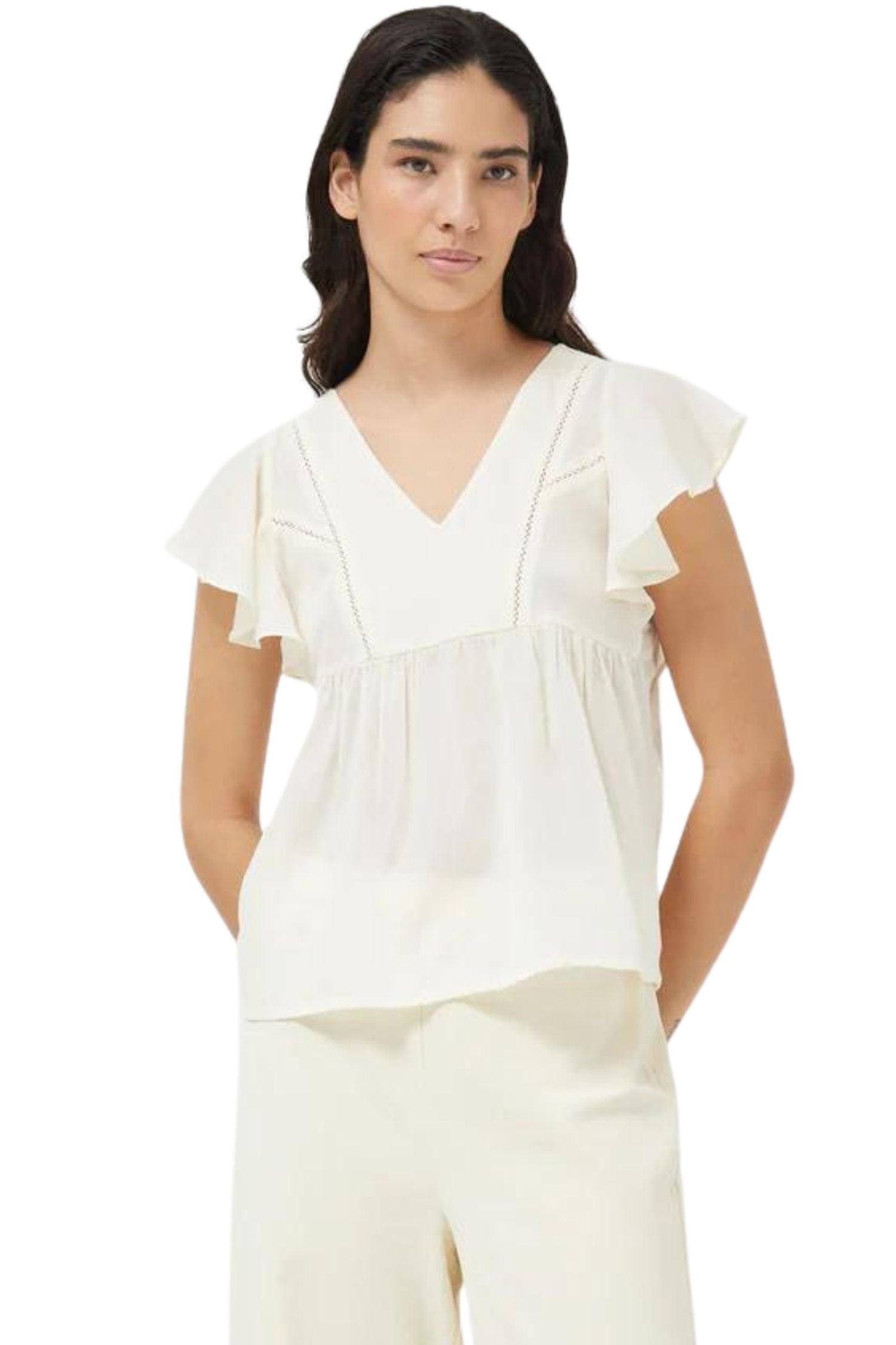 Compania Fantastica Sleeveless V-Neck Top Ecru