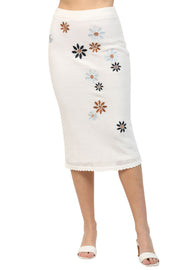 Fate By LFD Embroidered Crochet Skirt Cream Blue
