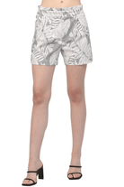 Fate By LFD Leaf Printed Shorts Cream Charcoal