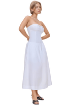 Frankies Bikinis Horizon Poplin Midi Dress White