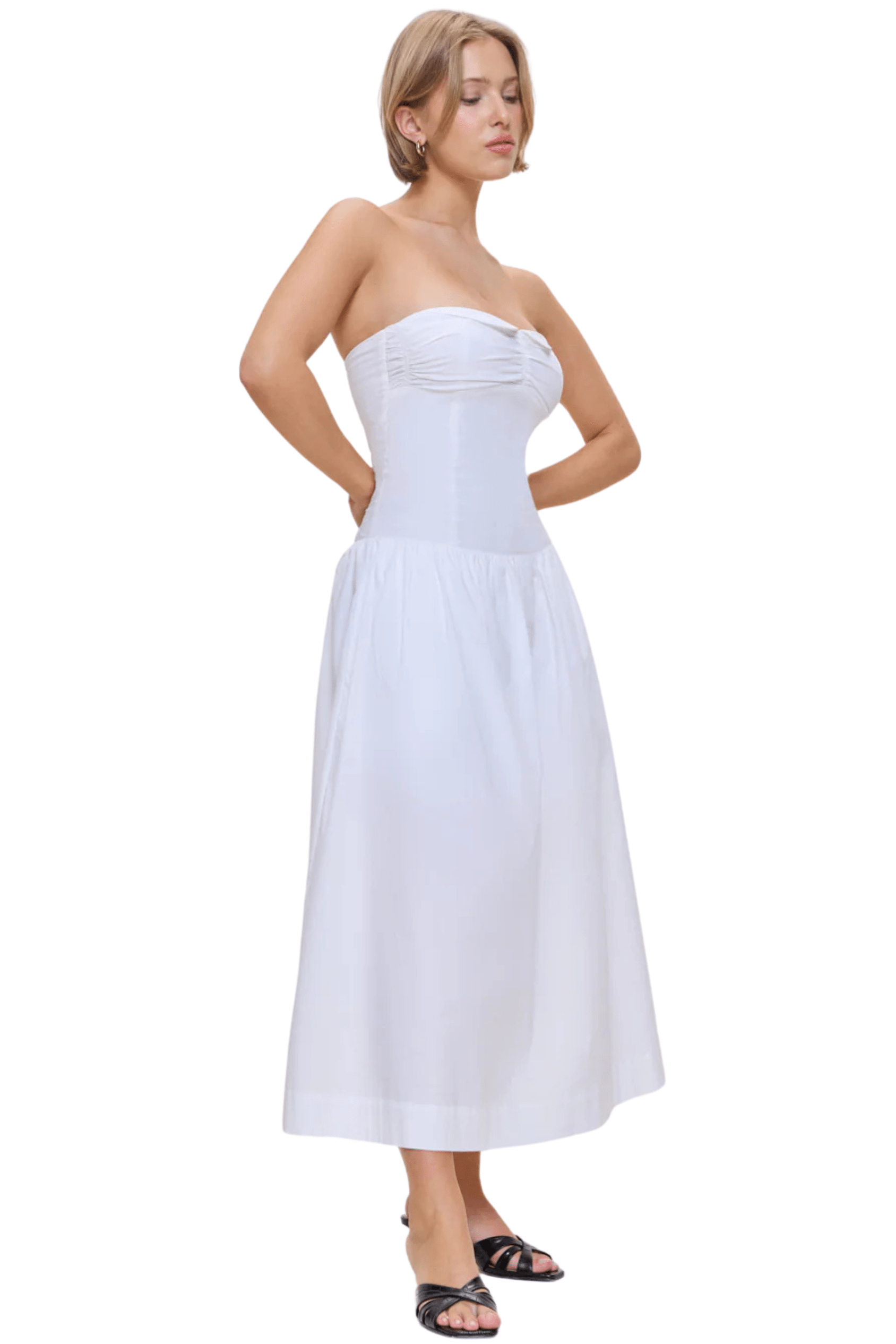 Frankies Bikinis Horizon Poplin Midi Dress White
