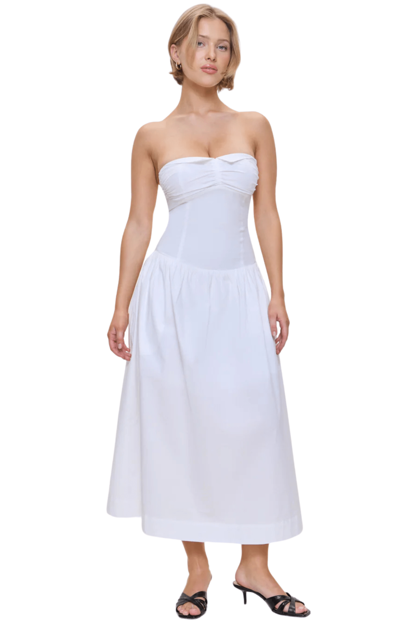 Frankies Bikinis Horizon Poplin Midi Dress White