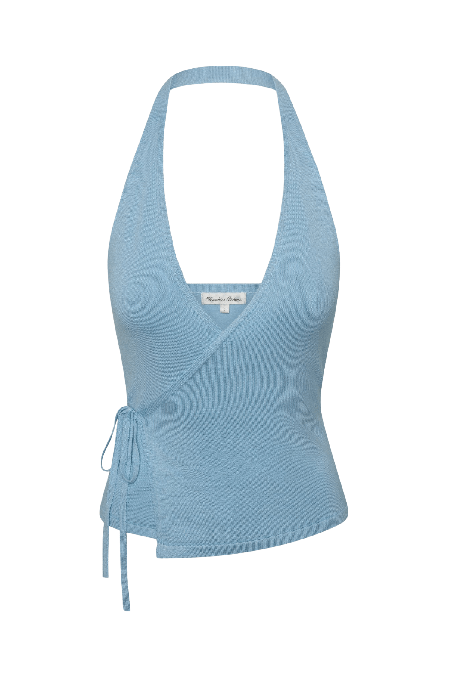 Lullaby Halter Wrap Top Blue Vanilla